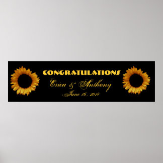 Póster Boda de girasoles o cartel de compromiso