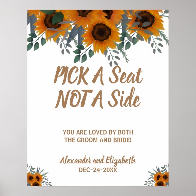 Póster Boda de girasoles Verdor Elige un asiento no un la (Frente)