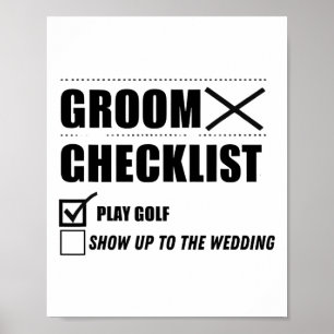 Póster Boda de golf de Groom Checklist - Gracioso soltero
