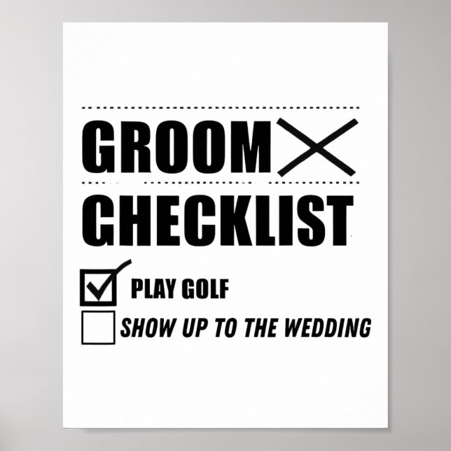 Póster Boda de golf de Groom Checklist - Gracioso soltero (Frente)