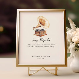 Póster Boda de gramófono vintage de solicitud de canción
