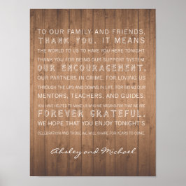 Póster Boda de granos de madera gracias firmar rústico