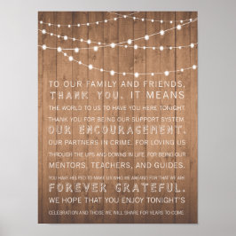 Póster Boda de granos de madera gracias firmar rústico