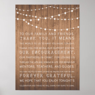 Póster Boda de granos de madera gracias firmar rústico