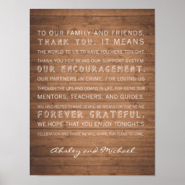 Póster Boda de granos de madera gracias firmar rústico