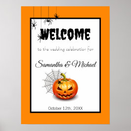 Póster Boda de Halloween da la bienvenida al Rótulo Poste