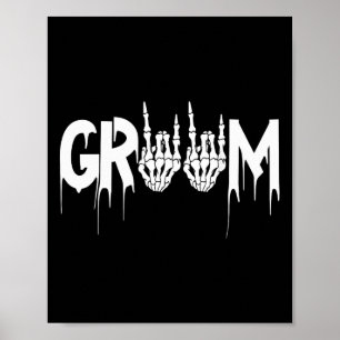 Póster Boda de Halloween Novia Groom Skeleton hasta la mu