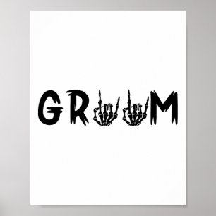 Póster Boda de Halloween Novia Groom Skeleton hasta la mu
