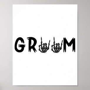 Póster Boda de Halloween Novia Groom Skeleton hasta la mu
