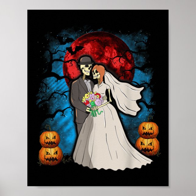 Póster Boda de Halloween regalo Skeleton Couple Bride Gro (Frente)