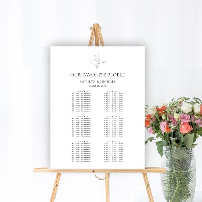 Póster Boda de hojas de oliva monogramo 6 Tabla de asient (Subido por el creador)