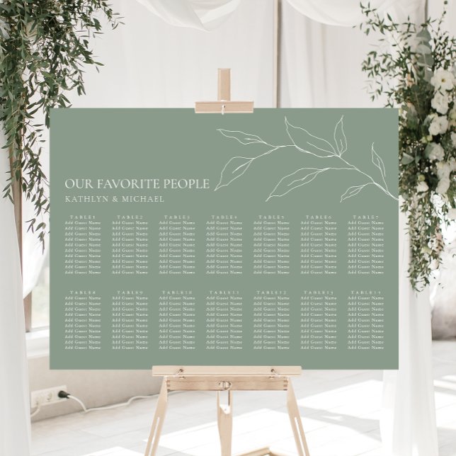 Póster Boda de hojas de oliva verde salado 14 asientos de (Subido por el creador)