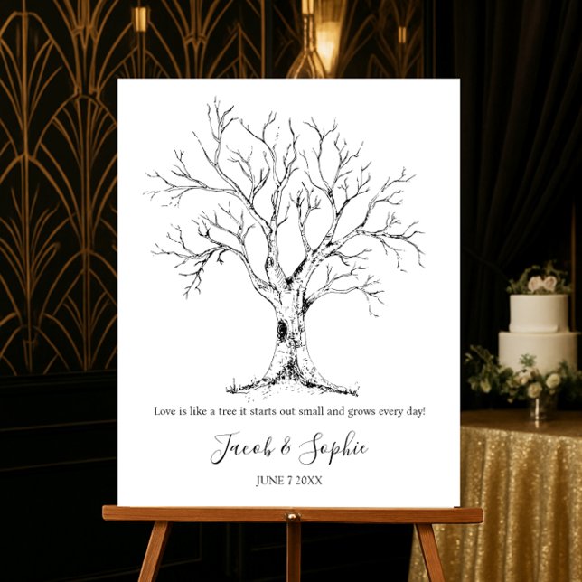 Póster boda de huellas dactilares árbol de invitado dibuj (Subido por el creador)