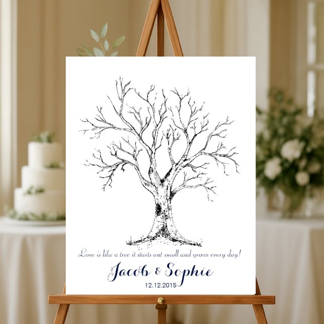 Póster boda de huellas dactilares árbol de invitado dibuj (Subido por el creador)