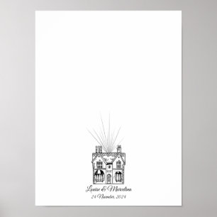 Póster Boda de huellas digitales de la casa moderna