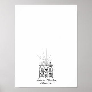 Póster Boda de huellas digitales de la casa moderna