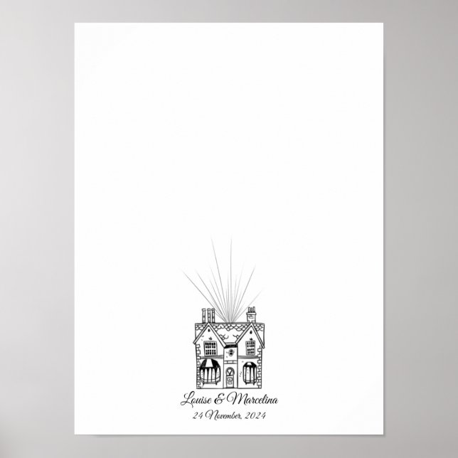 Póster Boda de huellas digitales de la casa moderna (Frente)