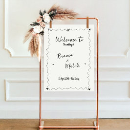 Póster Boda de Ilustraciones de línea de cifrado de mano