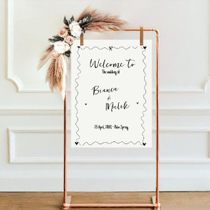 Póster Boda de Ilustraciones de línea de cifrado de mano