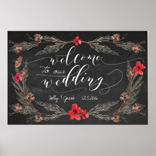 Póster Boda de Invierno Bienvenidos Poster de Rótulo de C