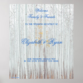 Póster Boda de Invierno, Birch Blanca, Poster de Bienveni
