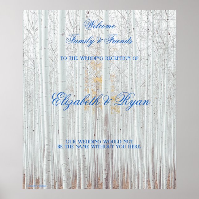 Póster Boda de Invierno, Birch Blanca, Poster de Bienveni (Frente)
