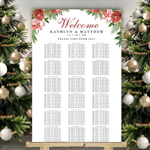 Póster Boda de invierno con flores navidades 18 asientos 