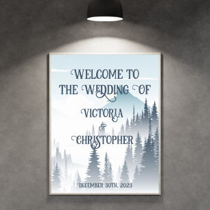 Póster Boda de invierno de la Selva de Niebla Gris Mounta