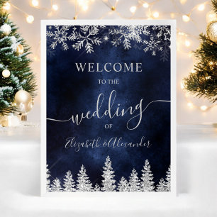 Póster Boda de invierno de Navidades de la marina de pino