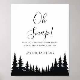 Póster Boda de invierno de pinos negros y blancos