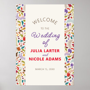 Póster Boda de Jardín de Flores Exóticas Rosa Woods