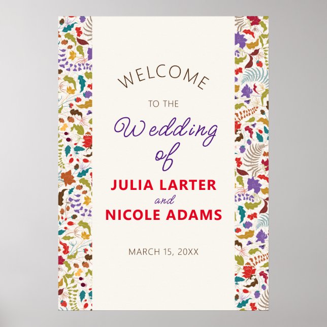 Póster Boda de Jardín de Flores Exóticas Rosa Woods (Frente)