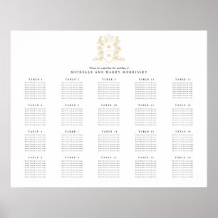 Póster Boda de la corona del corazón dorado 20 tabla de a