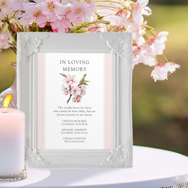 Póster Boda De La Florencia Del Cerezo En La Memoria Amad (In Loving Memory Sign from the Cherry Blossom Wedding Collection by Darling & May)