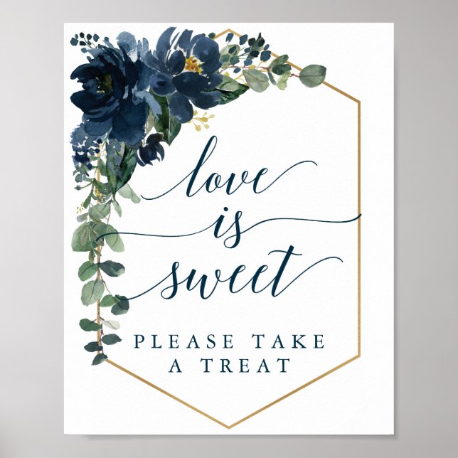 Póster Boda de la Marina Real El Amor Al Rótulo Es Dulce (Frente)