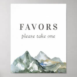 Póster Boda de la Montaña Rustic acuarela favorece el Rót