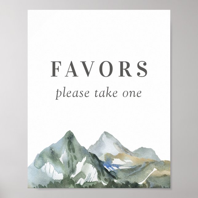 Póster Boda de la Montaña Rustic acuarela favorece el Rót (Frente)