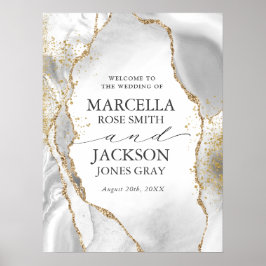 Póster Boda de la niebla blanca, dorada y gris