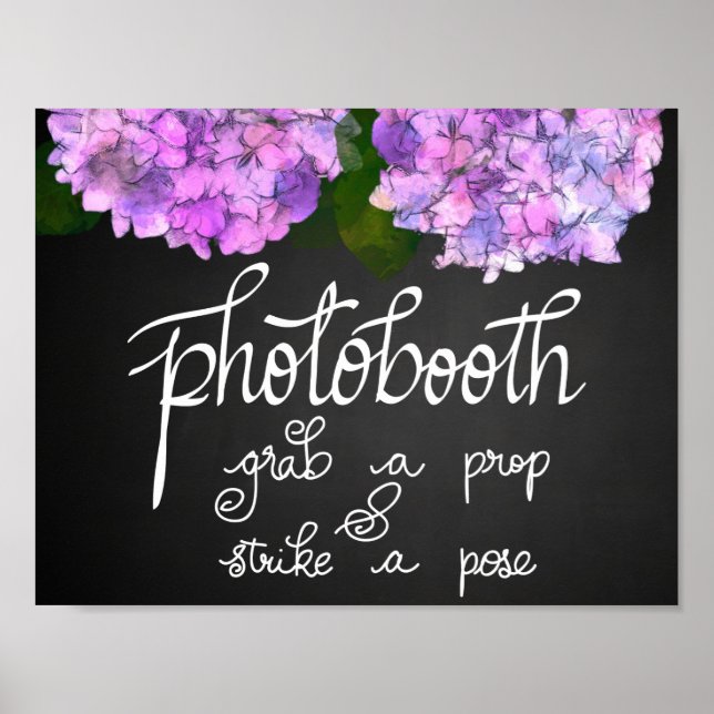 Póster Boda de la placa de calcomanías Hydrangea Floral (Frente)