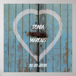 Póster Boda de la puerta de Barn Rústico