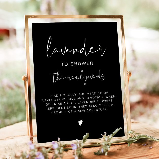 Póster Boda de lanzamiento de lavanda negra moderna (Subido por el creador)