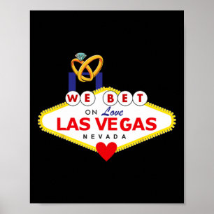 Póster Boda de Las Vegas Bride Groom Corchete de ducha a