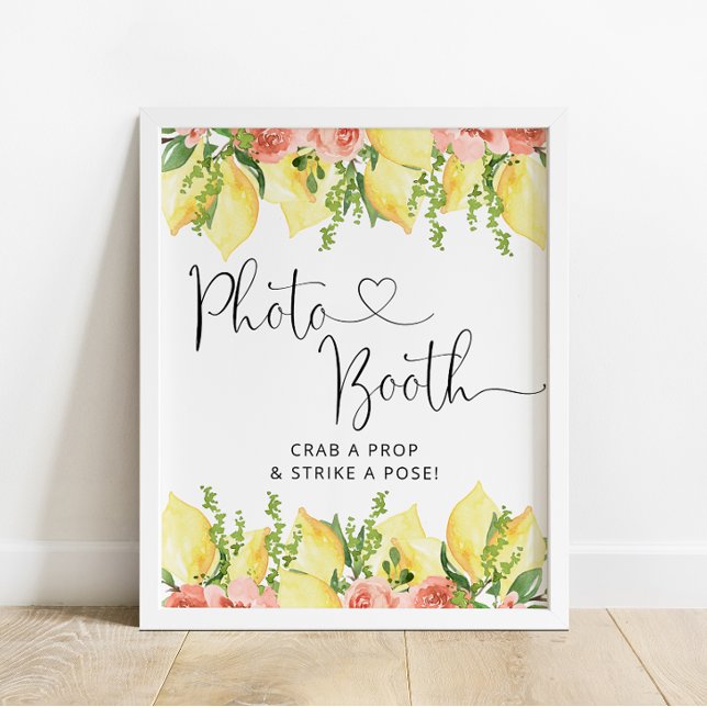 Póster Boda de limón y floral Rótulo Photo Booth (Subido por el creador)