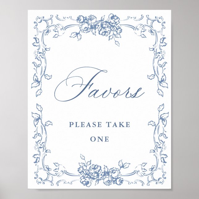 Póster Boda de los Favores Azules del Ornate Renacimiento (Frente)