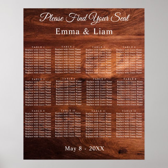 Póster Boda de madera rústica de granero (Frente)