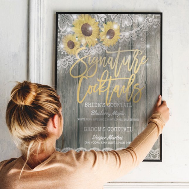Póster Boda de madera rústica Menú de bebidas (Subido por el creador)