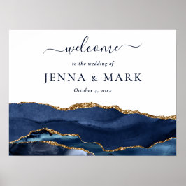 Póster Boda de Mármol Geode de la Marina Gold Agate