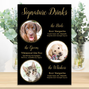Póster Boda de Mascotas Black Gold 3 Fotos Bebidas Destac