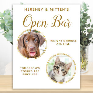 Póster Boda de Mascotas Perro Bar Abierto Foto Elegante B