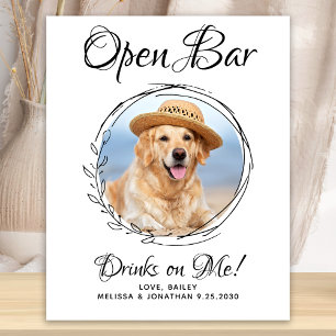 Póster Boda de Mascotas Perro Bar Abierto Foto Personaliz